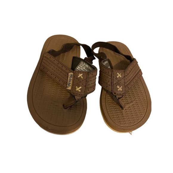 Maui Island Toddler Boys Flip Flop Brown Backstrap Rubber Sandals Size 8‎ - Picture 1 of 5